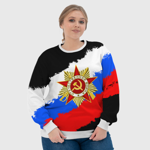 Женский свитшот 3D 9 Мая день победы флаг России краской, цвет 3D печать - фото 6