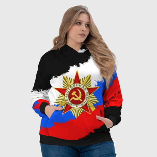 Женская толстовка 3D с принтом 9 Мая день победы флаг России краской, фото #4