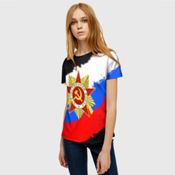 Женская футболка 3D 9 Мая день победы флаг России краской - фото 2
