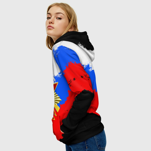 Женская толстовка 3D с принтом 9 Мая день победы флаг России краской, вид сбоку #3
