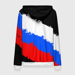 Толстовка с принтом 9 Мая день победы флаг России краской для женщины, вид сзади №1. Цвет основы: белый