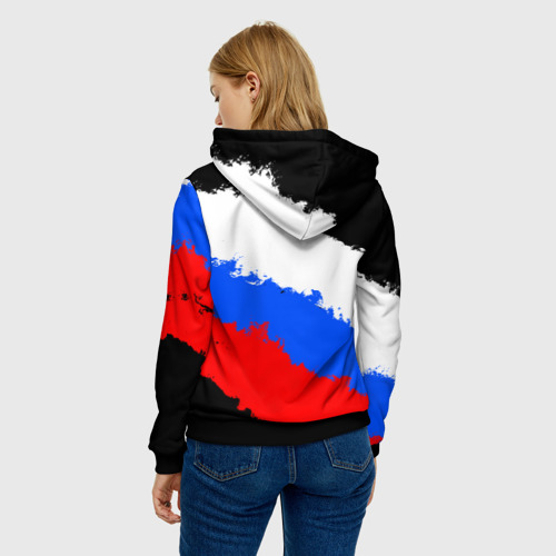 Женская толстовка 3D с принтом 9 Мая день победы флаг России краской, вид сзади #2