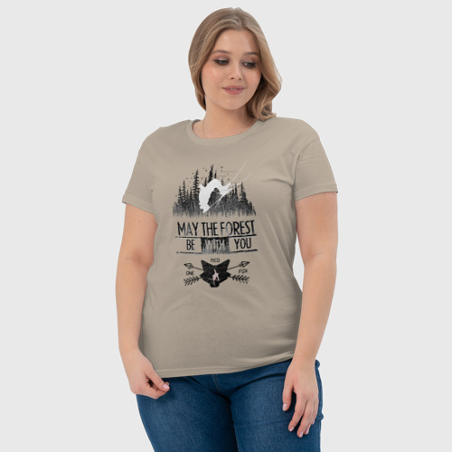 Женская футболка хлопок Лыжи и Лес, цвет миндальный - фото 6