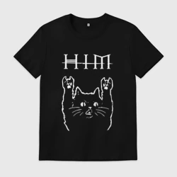 Мужская футболка хлопок HIM рок кот