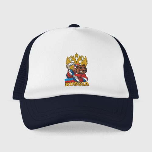 Детская кепка тракер Хоккей - Russia, цвет темно-синий - фото 2