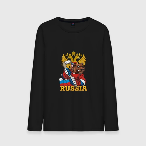 Мужской лонгслив хлопок Хоккей - Russia