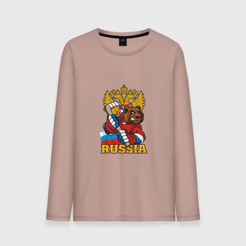 Мужской лонгслив хлопок Хоккей - Russia