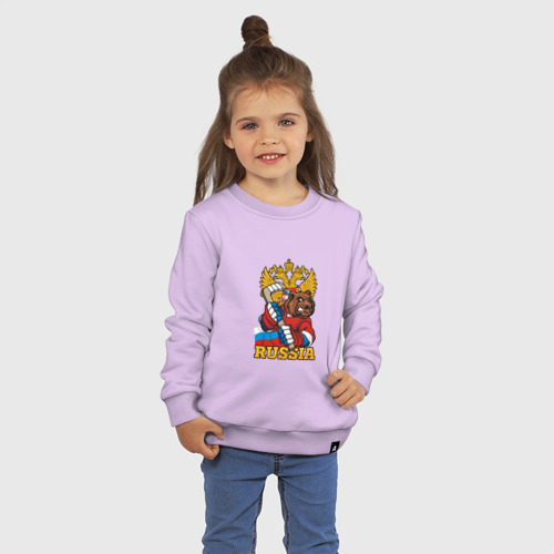 Детский свитшот хлопок Хоккей - Russia, цвет лаванда - фото 3
