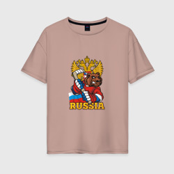 Женская футболка хлопок Oversize Хоккей - Russia