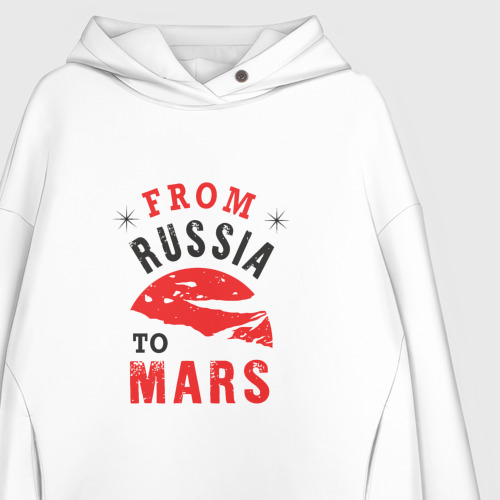 Женское худи Oversize хлопок Из России на Марс, цвет белый - фото 3