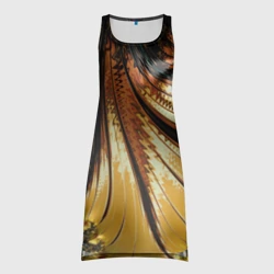 Платье-майка 3D Черный с золотым фрактал Абстракция