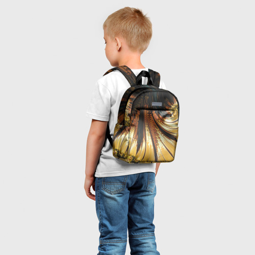 Детский рюкзак 3D Черный с золотым фрактал Абстракция - фото 3