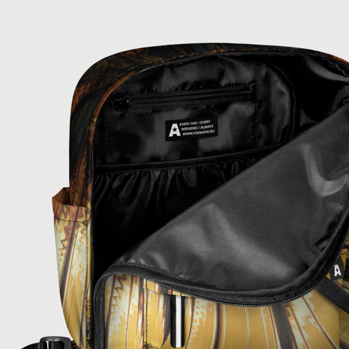 Женский рюкзак 3D с принтом Черный с золотым фрактал | Абстракция, фото #5