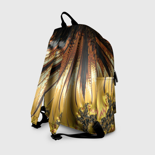 Рюкзак 3D с принтом Черный с золотым фрактал | Абстракция, вид сзади #1