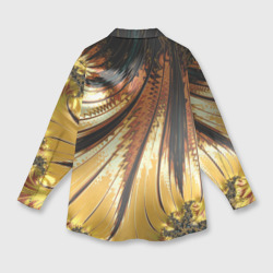 Рубашка с принтом Черный с золотым фрактал Абстракция для любого человека, вид сзади №1. Цвет основы: белый