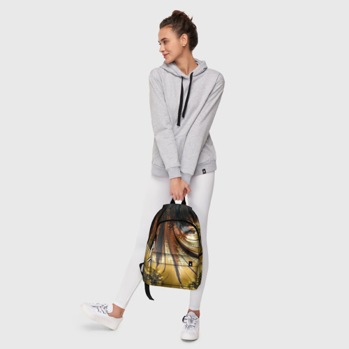 Рюкзак 3D с принтом Черный с золотым фрактал | Абстракция, фото #6