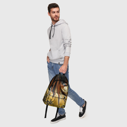 Рюкзак 3D с принтом Черный с золотым фрактал | Абстракция, фото #5