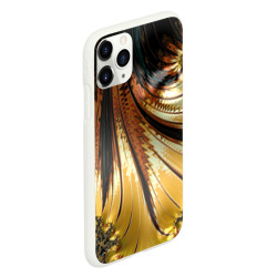 Чехол для iPhone 11 Pro матовый Черный с золотым фрактал | Абстракция - фото 2