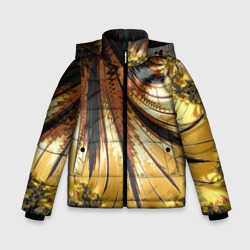 Зимняя куртка для мальчиков 3D Черный с золотым фрактал Абстракция
