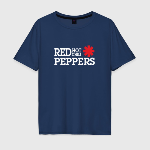 Мужская футболка из хлопка оверсайз с принтом RHCP. Logo Red Hot Chili Peppers, вид спереди №1
