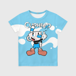 Детская футболка 3D Cuphead синяя чашечка