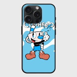 Чехол силиконовый для Apple iPhone 15 Pro матовый Cuphead синяя чашечка