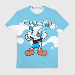 Мужская футболка 3D Cuphead синяя чашечка