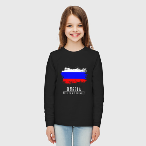 Детский лонгслив хлопок Россия моя страна, цвет черный - фото 5