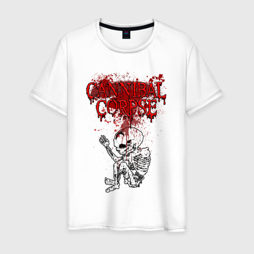 Мужская футболка из хлопка с принтом Cannibal Corpse skeleton, вид спереди №1