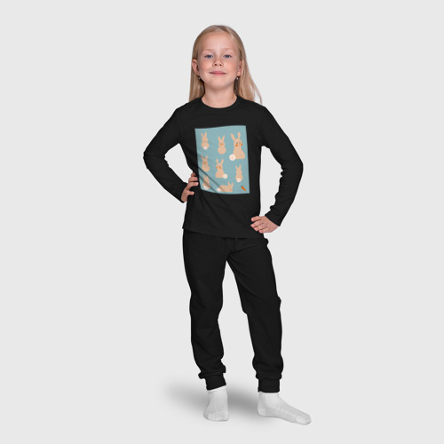 Детская пижама с лонгсливом хлопок Пасхальные зайчики, цвет черный - фото 7
