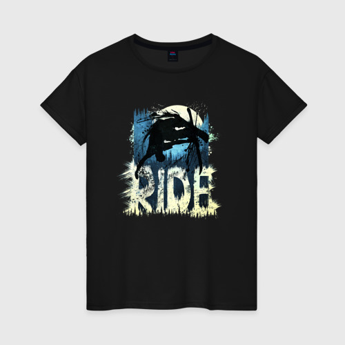Женская футболка хлопок Ride Ski, цвет черный