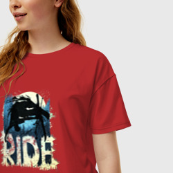 Женская футболка хлопок Oversize Ride Ski - фото 2