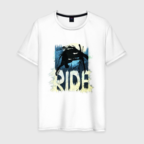 Мужская футболка из хлопка с принтом Ride Ski, вид спереди №1