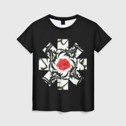 Женская футболка 3D RHCP Logo Red Rose