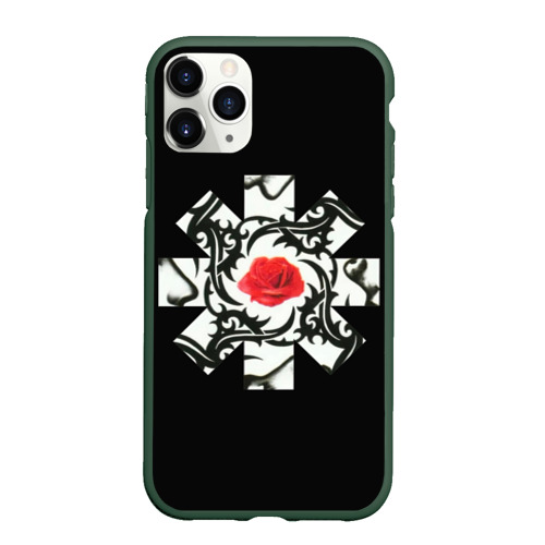 Чехол для iPhone 11 Pro матовый RHCP Logo Red Rose, цвет темно-зеленый