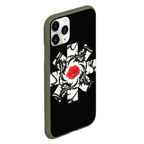 Чехол для iPhone 11 Pro матовый RHCP Logo Red Rose, цвет темно-зеленый - фото 3