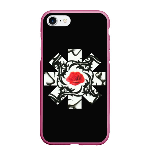 Чехол для iPhone 7/8 матовый RHCP Logo Red Rose, цвет малиновый