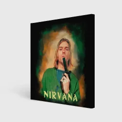 Холст квадратный Nirvana - Kurt Cobain with a gun