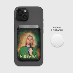 Картхолдер Magsafe магнитный Nirvana - Kurt Cobain with a gun - фото 2