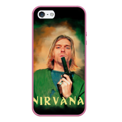 Чехол для iPhone 5/5S матовый Nirvana - Kurt Cobain with a gun