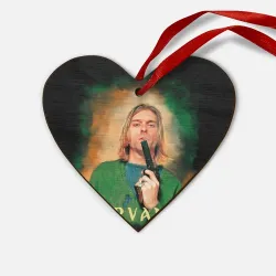 Деревянная игрушка Сердце Nirvana - Kurt Cobain with a gun