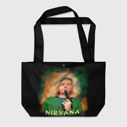 Пляжная сумка 3D Nirvana - Kurt Cobain with a gun