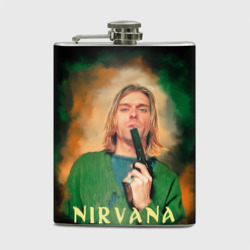 Фляга Nirvana - Kurt Cobain with a gun