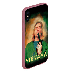 Чехол для iPhone XS Max матовый Nirvana - Kurt Cobain with a gun - фото 2