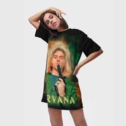 Платье-футболка 3D Nirvana - Kurt Cobain with a gun - фото 2
