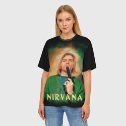 Женская футболка oversize 3D Nirvana - Kurt Cobain with a gun - фото 2