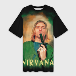 Платье-футболка 3D Nirvana - Kurt Cobain with a gun