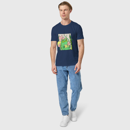 Мужская футболка хлопок с принтом ЛЯГУШКА ЗА КНИГОЙ, вид сбоку #3