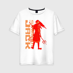 Женская футболка хлопок Oversize Samurai Jack Red Warrior