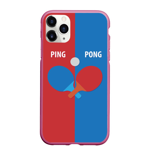 Чехол для iPhone 11 Pro Max матовый Ping pong теннис, цвет малиновый